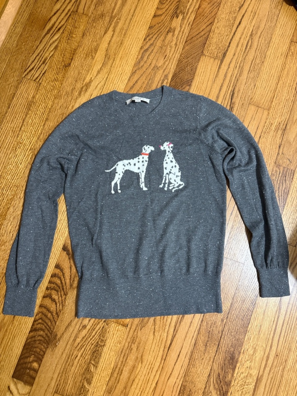 LOFT Gray Speckled Dalmatian Crewneck Sweater - Men